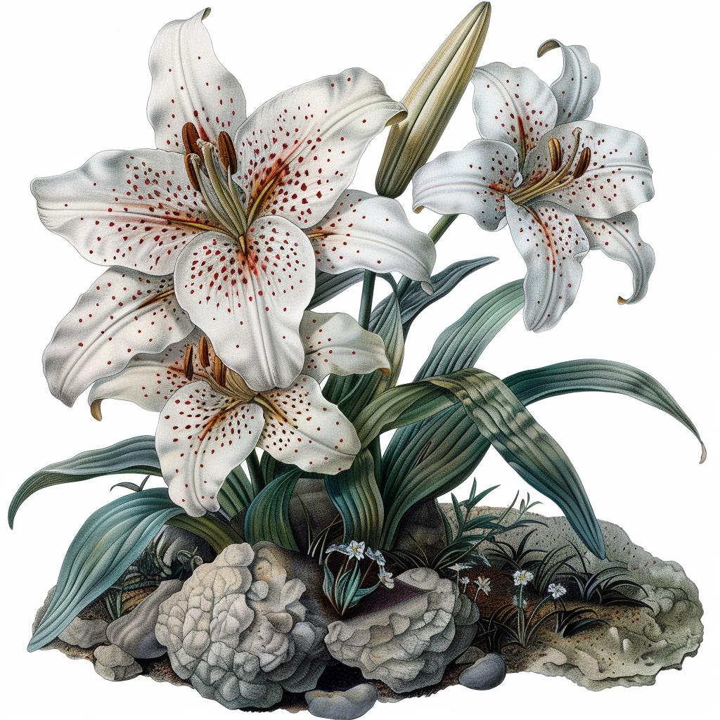 illustration  lilies  flowers  white  background  nature  flora  art  painting  Codex 971485