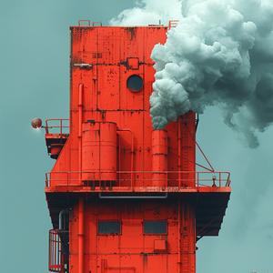 building  factory  smoke  red  industrial  minimalism  abstract  negative  space  details 1040534