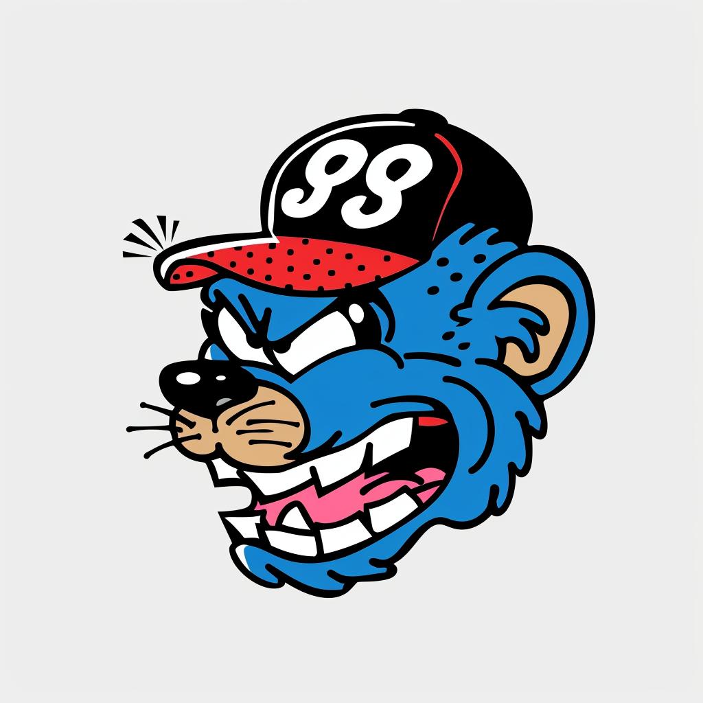 aggressive  cartoon  bear  baseball  cap  street  culture  minimal  red  blue 958920