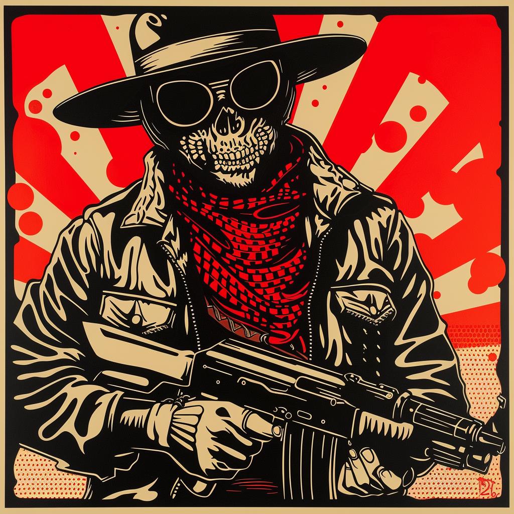 poster  skull  hat  gun  graphic  illustration  bold  fictional  action  dark 944684