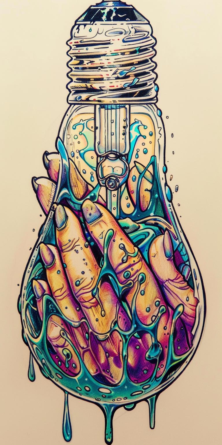 hand  lightbulb  liquid  drawing  art  woman  surreal  illustration  conceptual  dark 940464