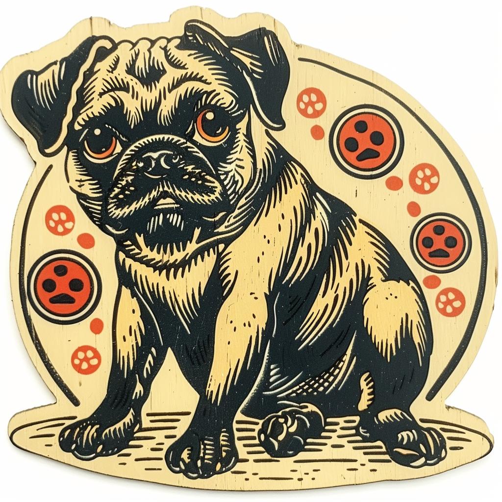 pug  dog  sticker  playful  cute  pet  cartoon  animal  colorful  circle 943195