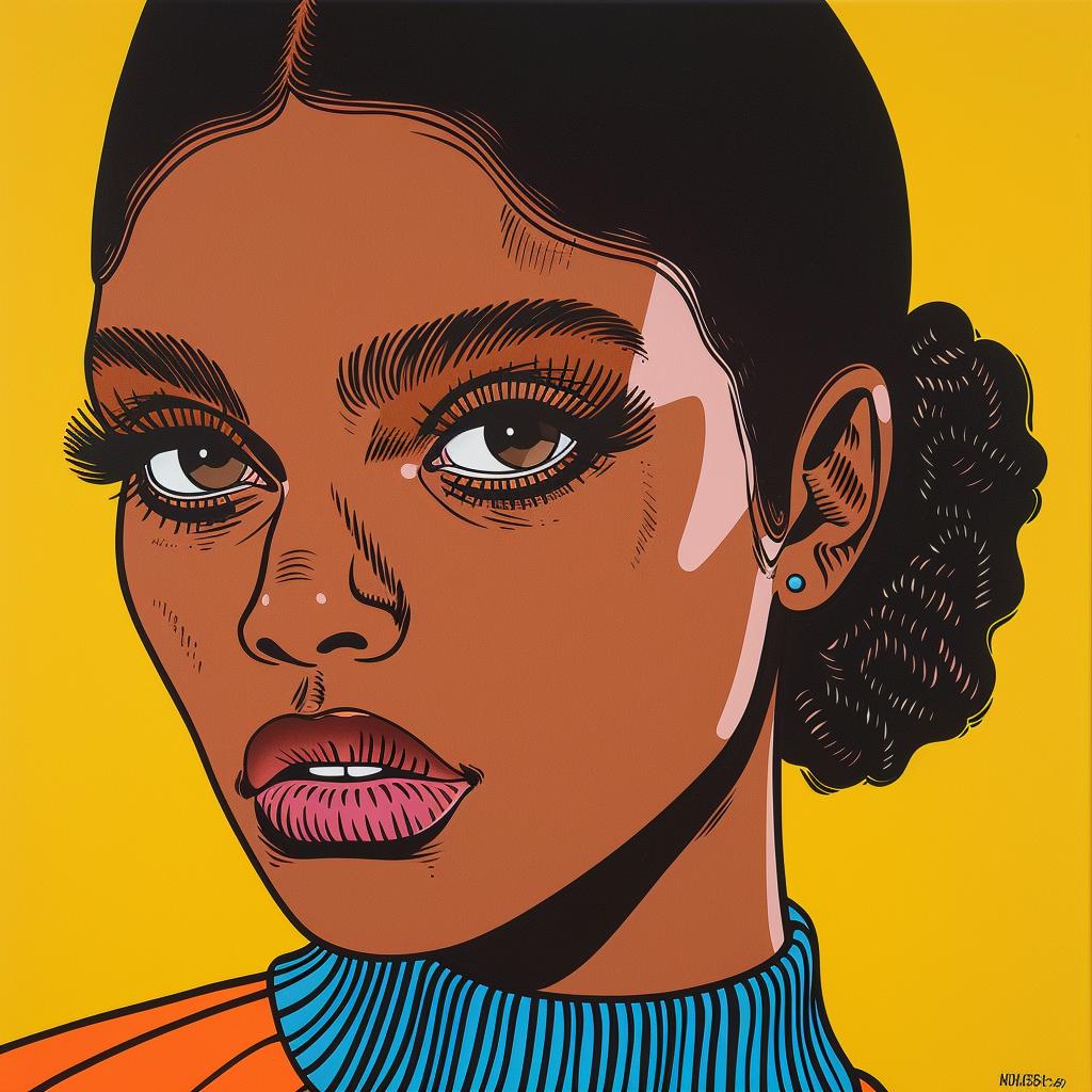portrait  African-American  woman  blue  sweater  painting  light-brown  skin  realism  female 972529