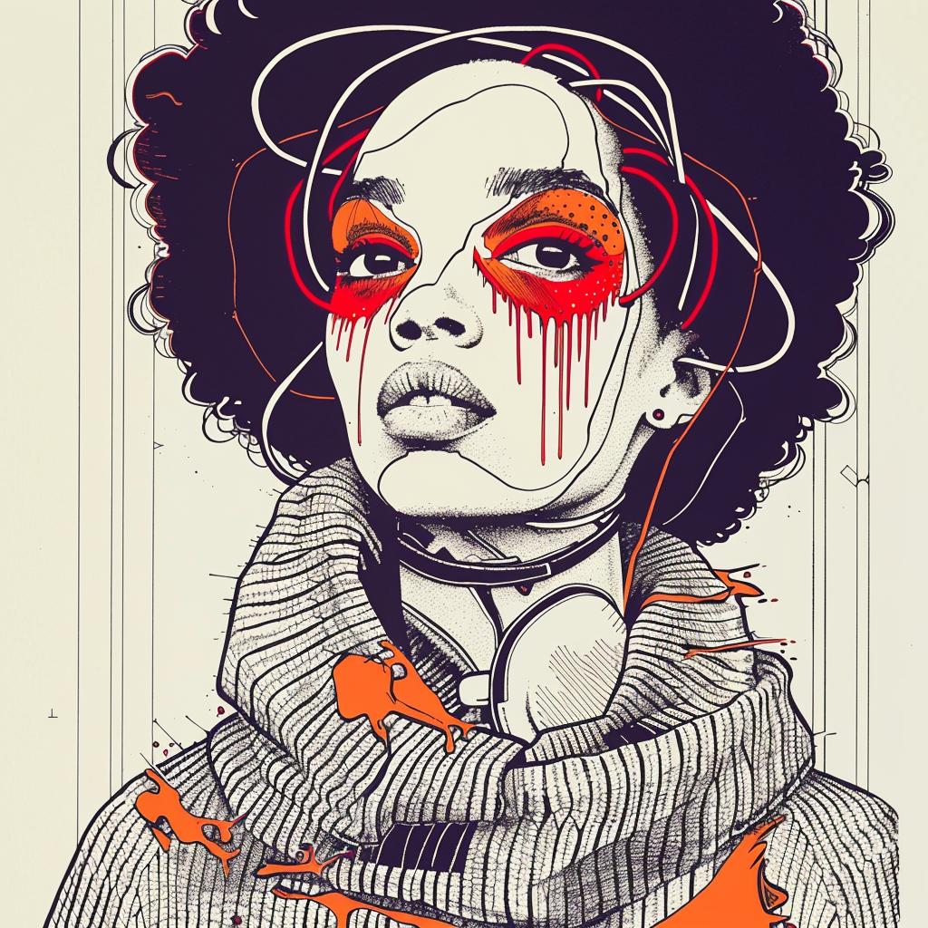 Pop  Art  model  african-american  sweater  afro  red  eyes  Troy  Kerry 939071
