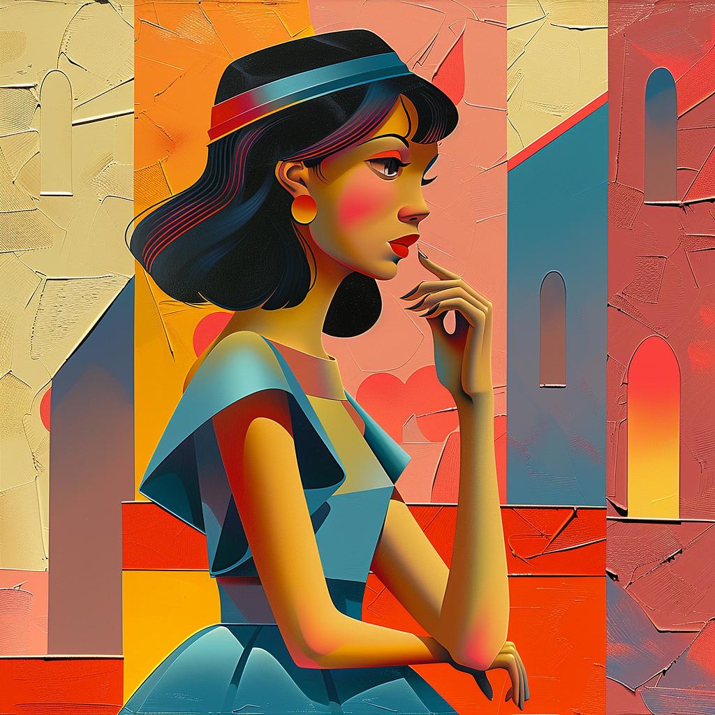 woman  blue  dress  painting  elegant  portrait  fashion  stylized  colorful  artwork 966068