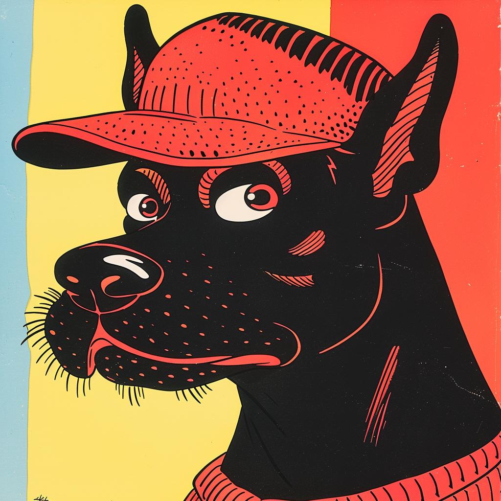 dog  bulldog  Doberman  cap  comic  vibrant  portrait  Kirby  1950s  art 921712