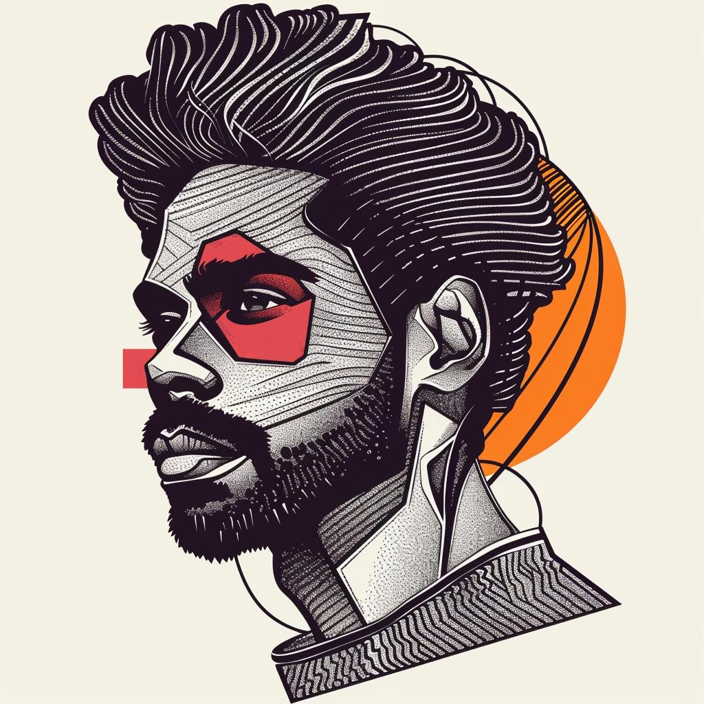 Pop Art  African-American  man  beard  red eye  short-cropped hair  white background  portrait  stylized  vibrant 937442