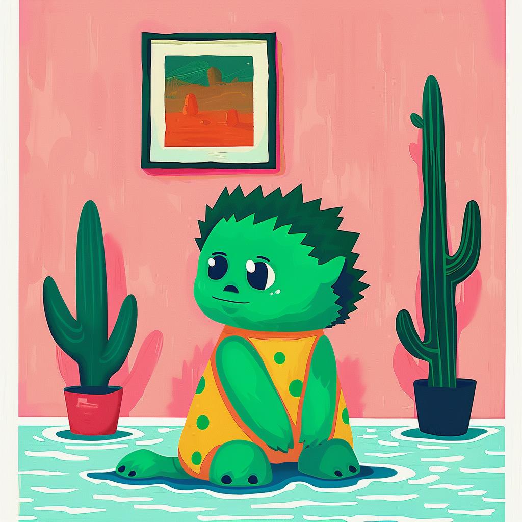 cartoon  cactus  character  surreal  design  colorful  plants  humorous  playful  floor 1017994
