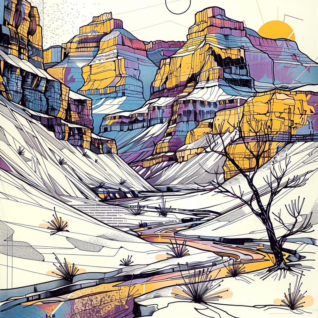 grand  canyon  drawing  river  trees  landscape  nature  picturesque  scenic  artistic 938856