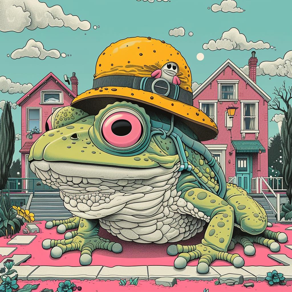 Mark Catesby  surreal  album  cover  frog  hat  unusual  sitting  ground  nature 925429