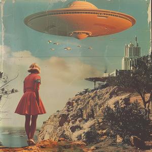 surrealist  collage  photo  montage  woman  hill  UFO  enigmatic  1970s  advertisements 1041309
