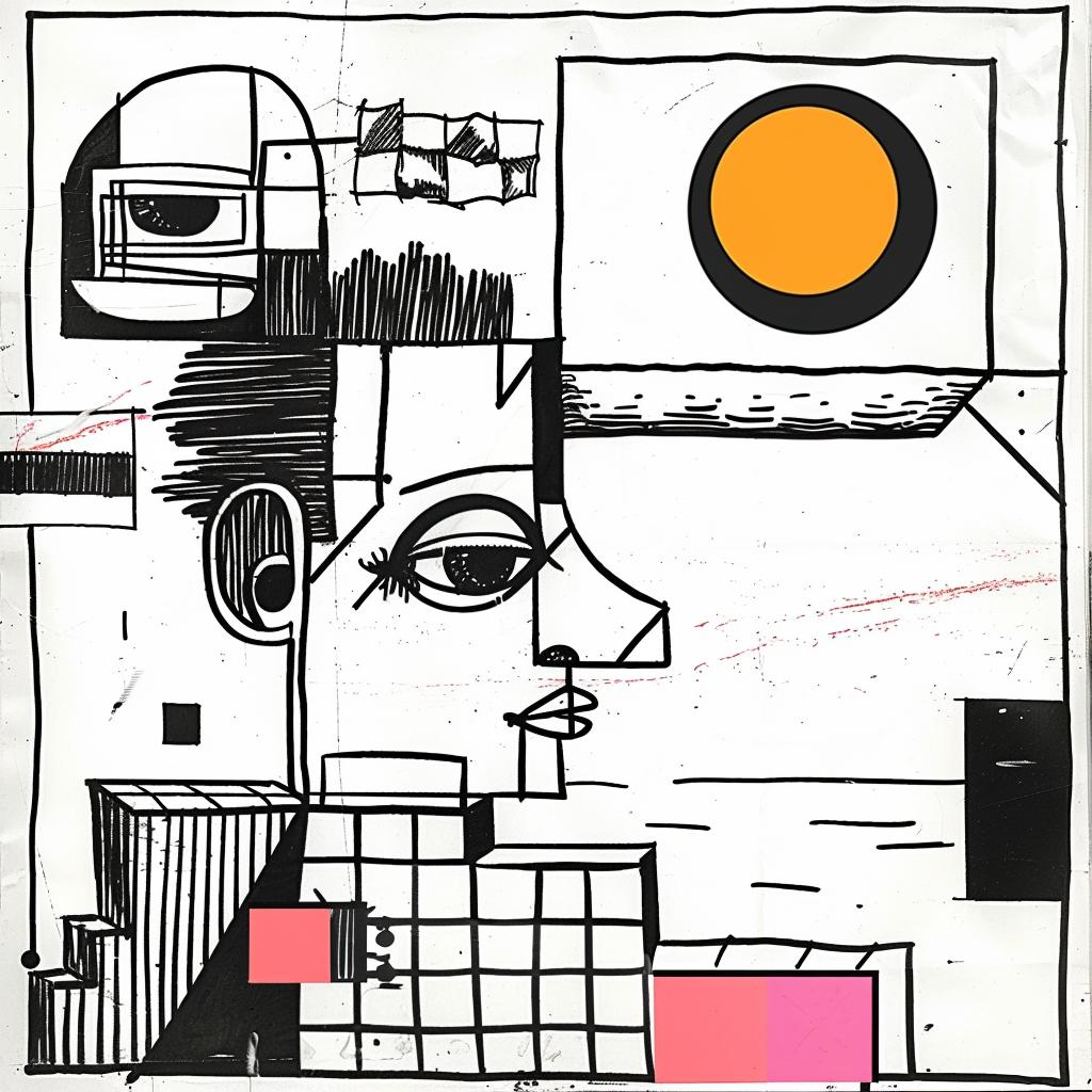album  cover  collage  Rauschenberg  synthwave  1980s  man  sun  background  art 919740