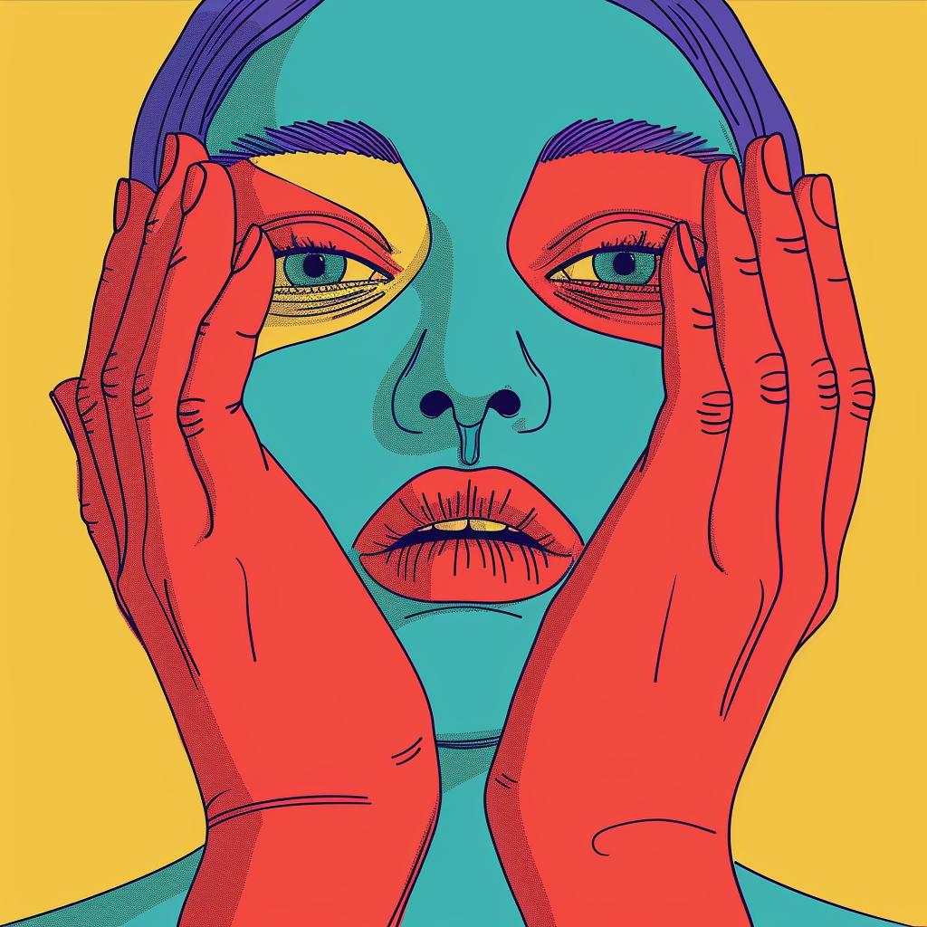 woman  hands  face  surreal  vibrant  illustration  minimal  modern  art  deco 923231
