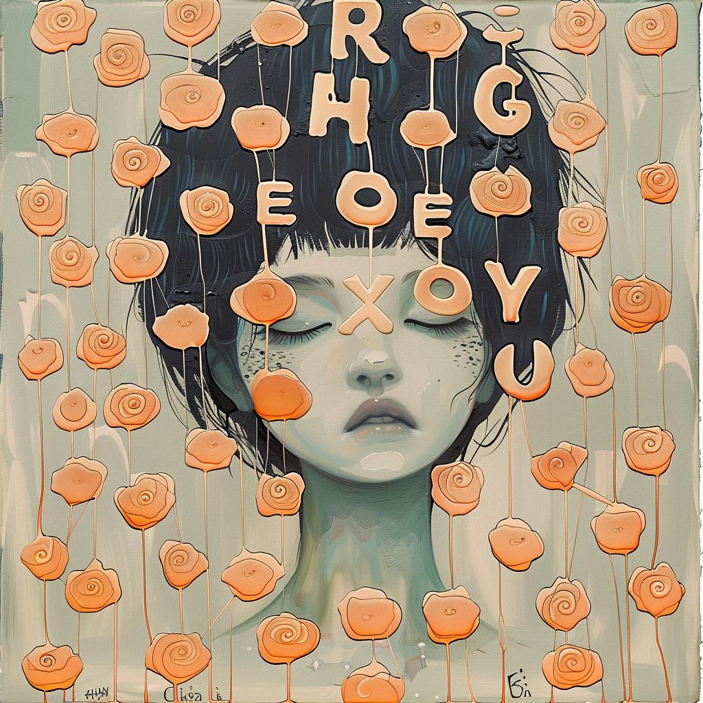 woman  orange  flowers  words  encaustic  texture  Japanese  vibrant  nature  expressive 923981