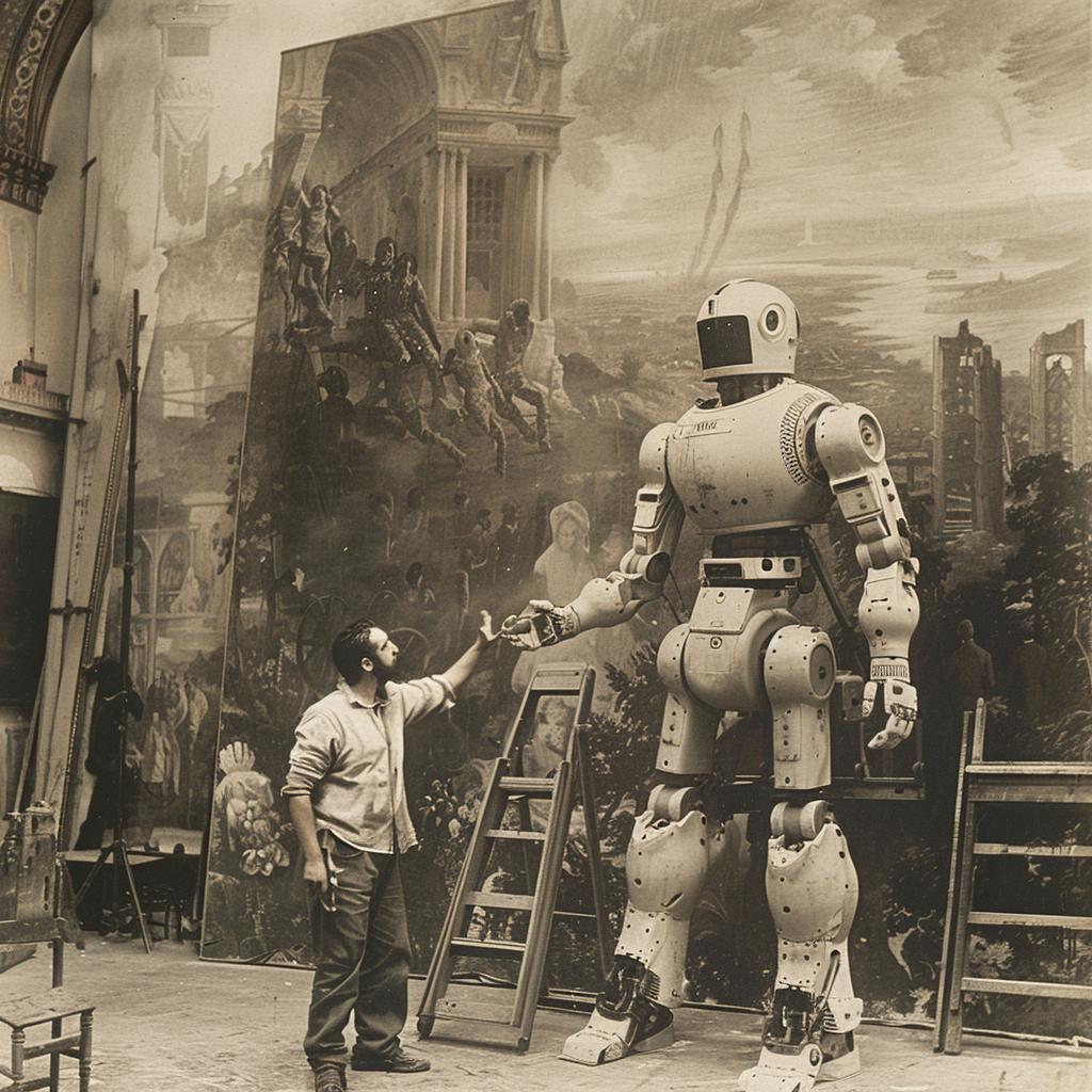 robot  Goliath  gallery  art  man  interaction  portrait  vintage  studio  surreal 960077