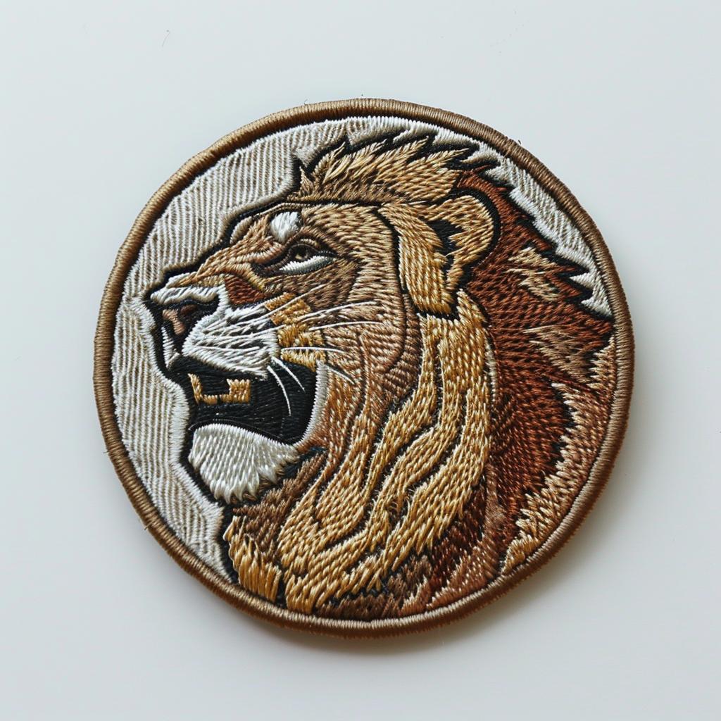 patch  lion  head  embroidered  white  circle  chenille  streetwear  simple  creative 961430