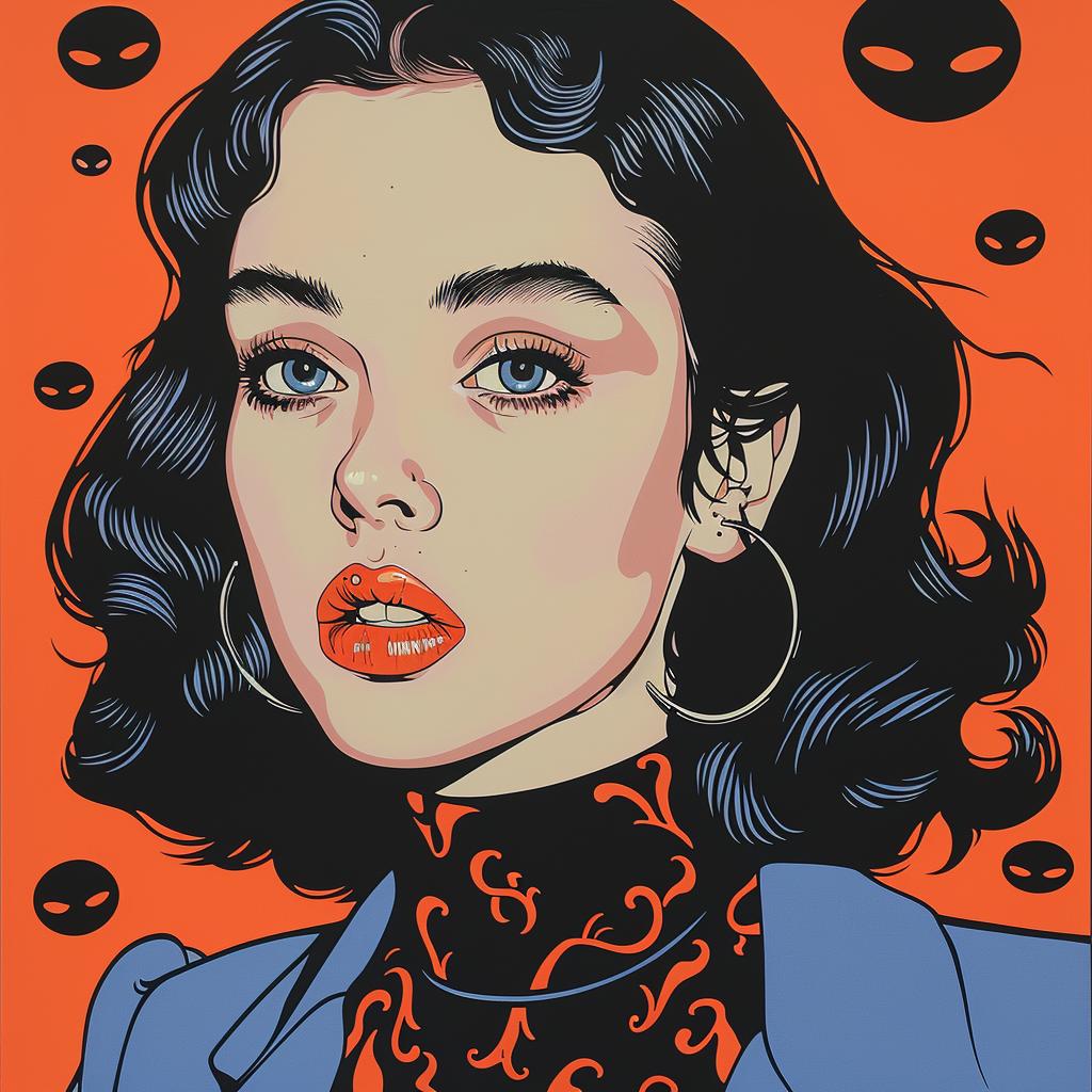 horror  film  painting  woman  black  hair  orange  eyes  art  mood 1022392