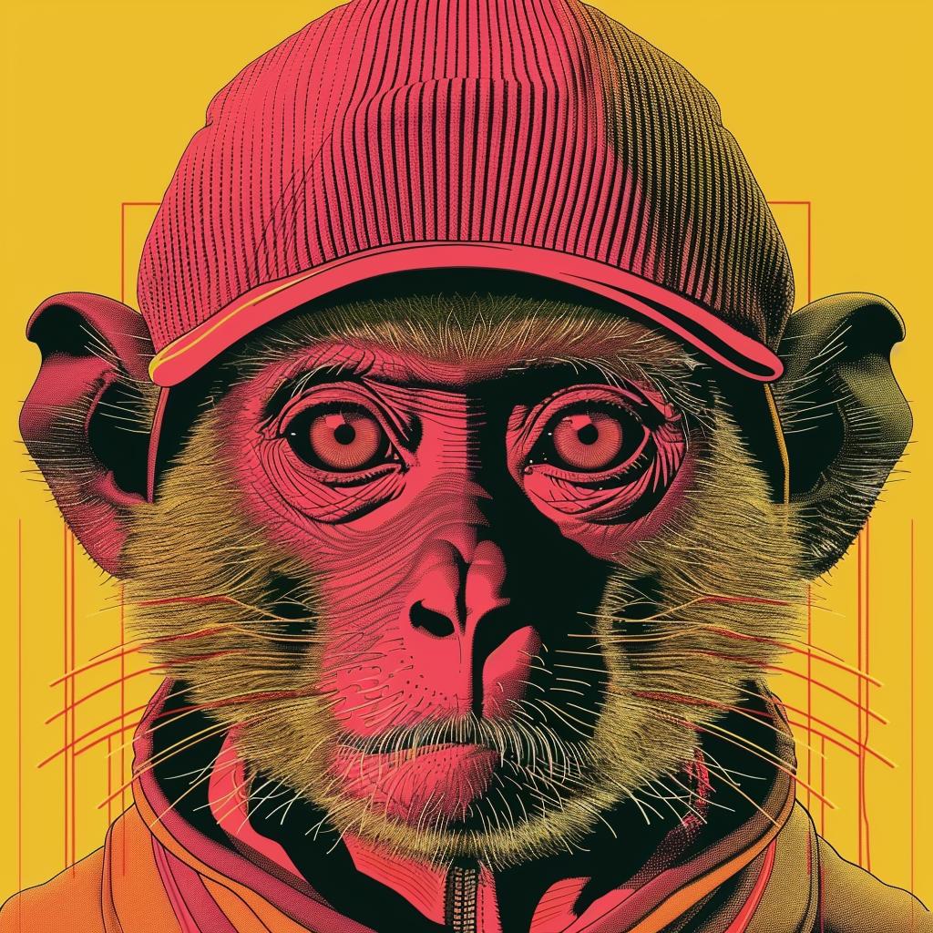 aggressive  streetwise  monkey  red  jacket  cap  minimal  urban  animal  character 959240