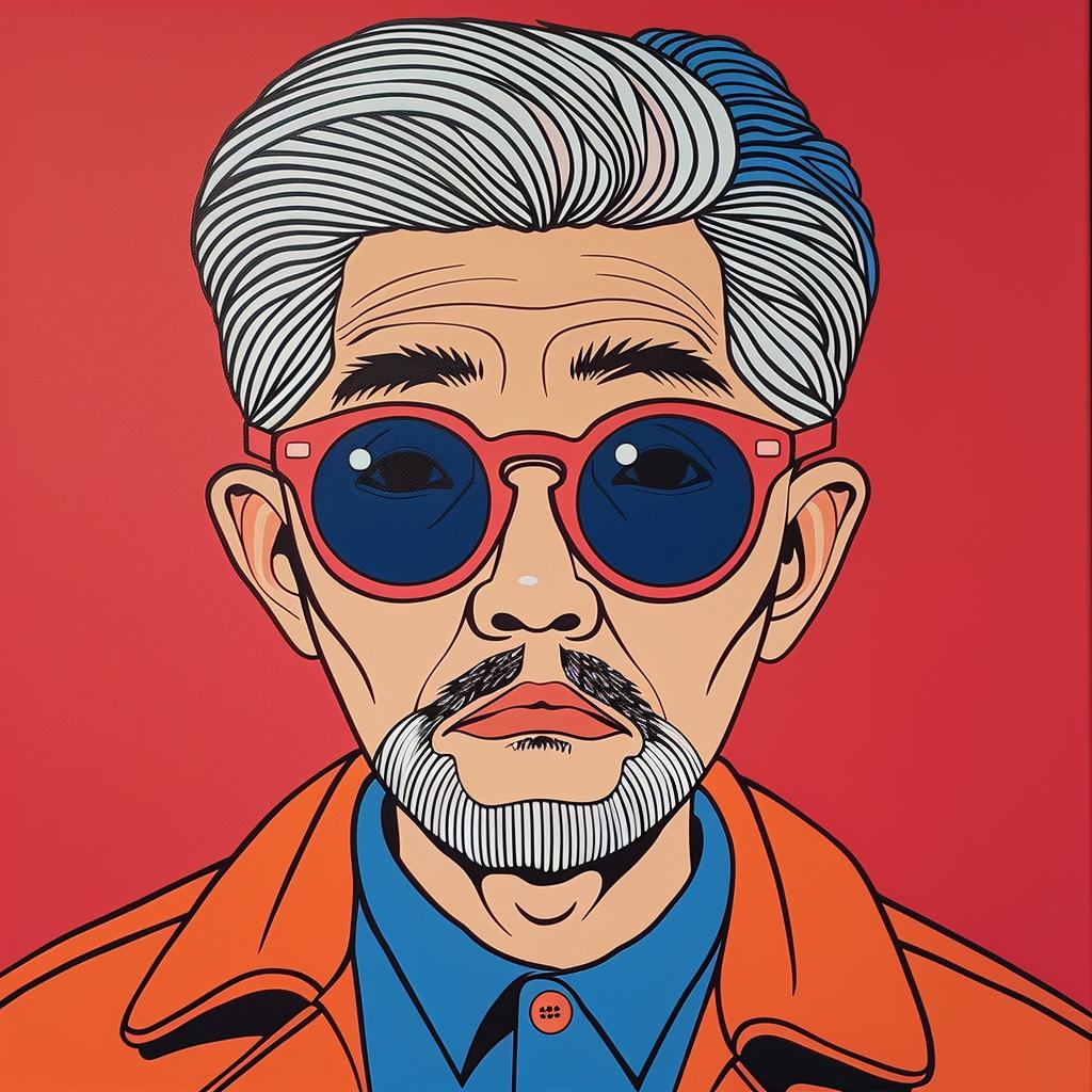 asian-american  grandpa  sunglasses  painting  elderly  portrait  stylized  character  expression  casual 973822