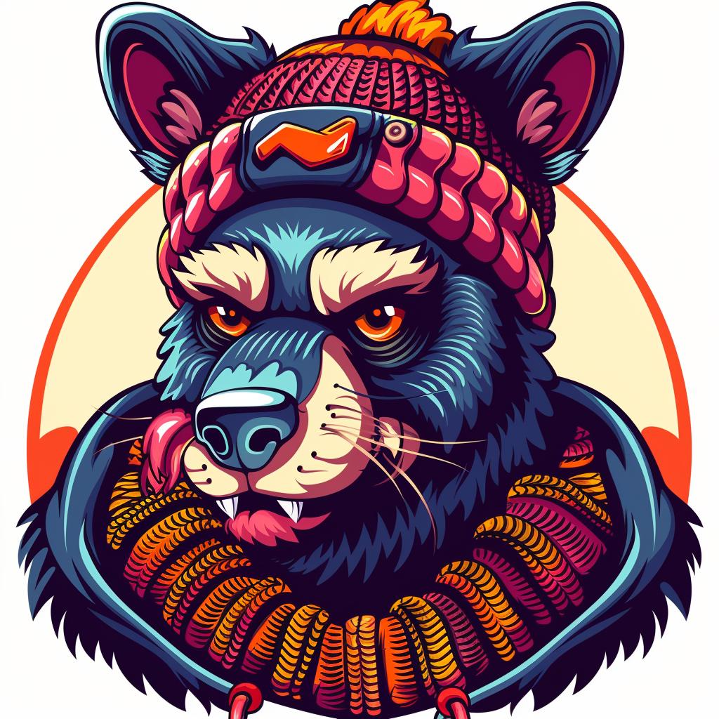 aggressive  streetwise  bear  knitted  hat  scarf  minimal  urban  animal  character 959237