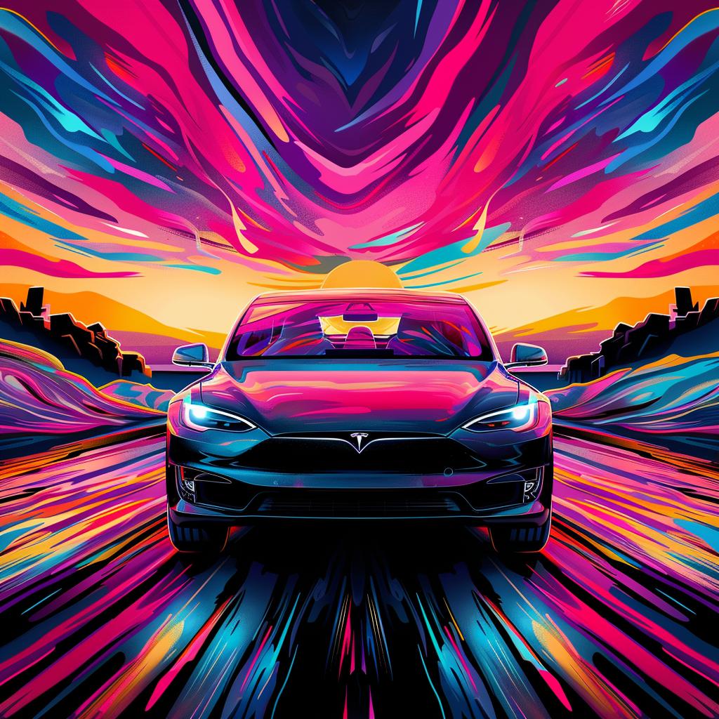 2020  Tesla  model  vehicle  road  colorful  clouds  art  driving  modern 1025280