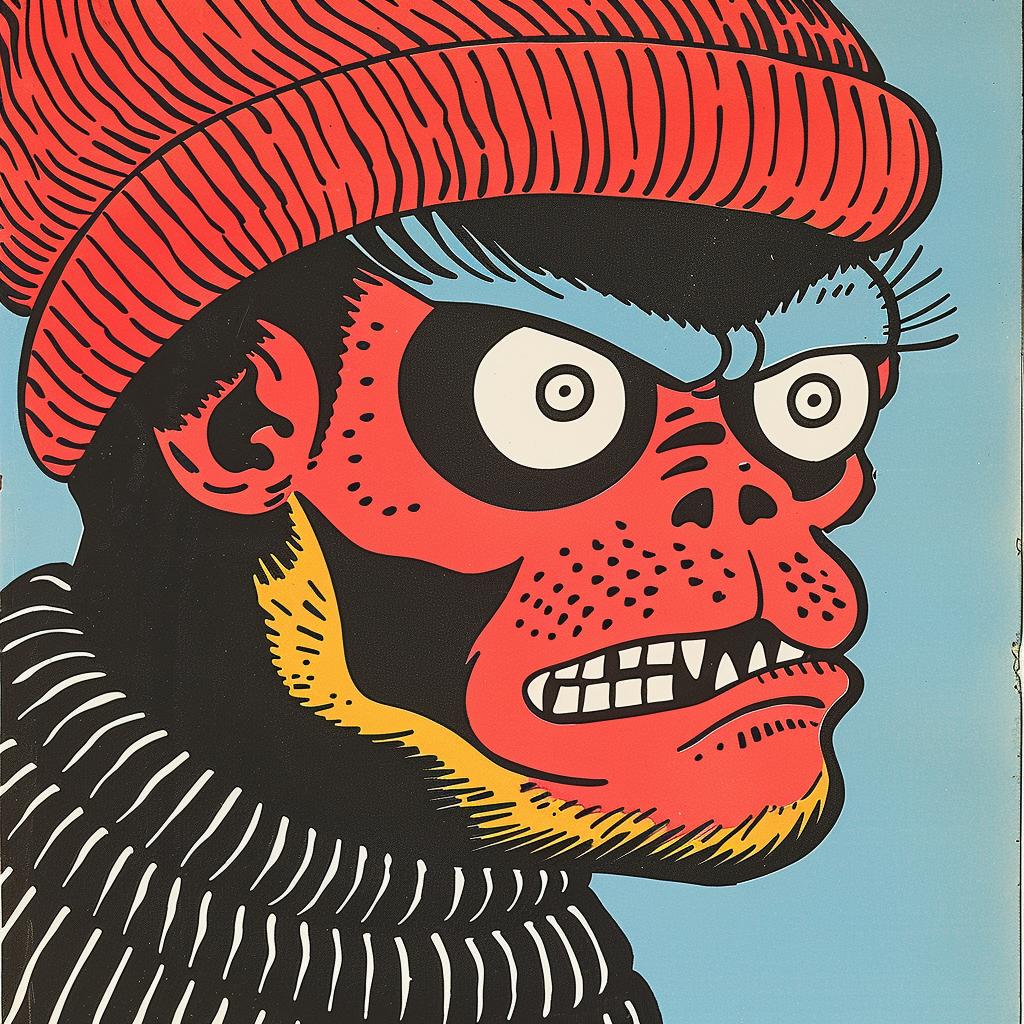 ominous  skullface  lion  tiger  jack  kirby  vintage  comic  illustration  vibrant 921798