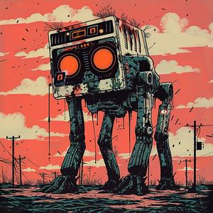 robot  red  sky  poster  art  creative  surreal  symbolist  hyper-realistic  screenprinting 1079823