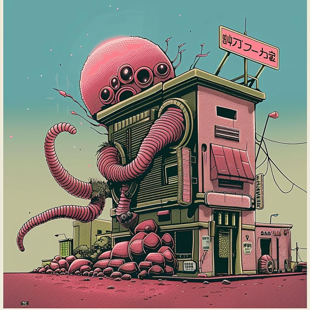 octopus  building  poster  design  Japanese  art  creative  surreal  urban  illustration 946327