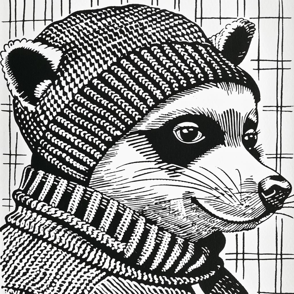 raccoon  hat  scarf  aggressive  streetwise  minimal  urban  character  art  animals 959460