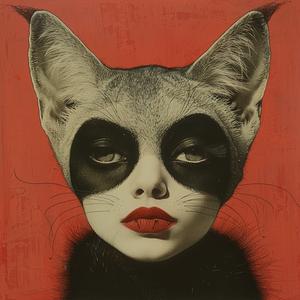 surreal  fashion  cat  woman  painting  makeup  furry  Symbolist  Risograph  creative 1077311