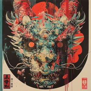 surreal  poster  dragon  head  symbolist  hyper-realistic  screenprinting  risograph  creative  mythical 1078359