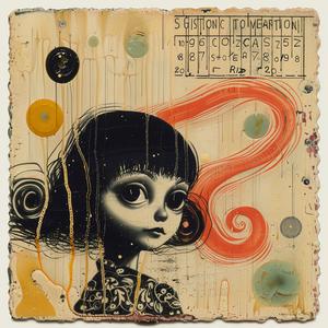 encaustic  painting  girl  black hair  red eyes  expressive  colorful  artistic  portrait  emotional 1065384