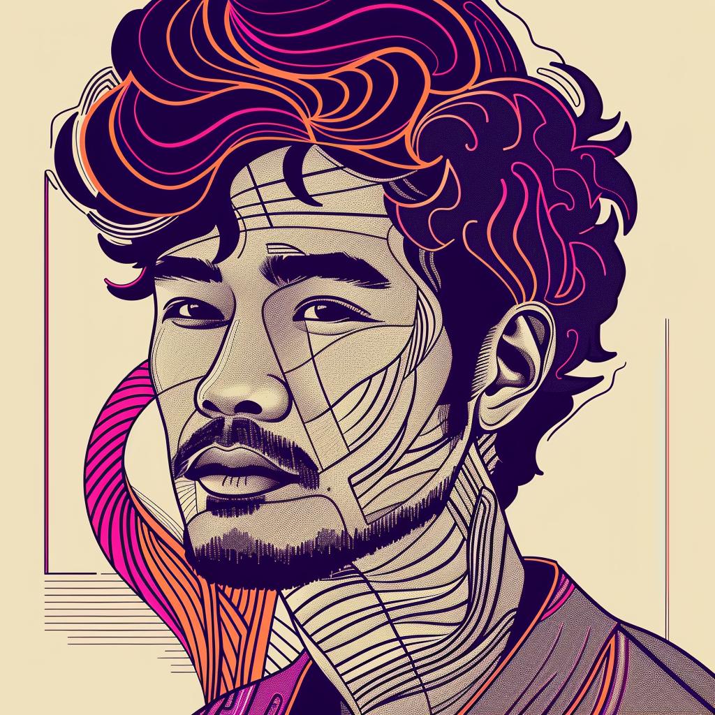 Pop  Art  Asian  man  digital  portrait  beard  sunglasses  vector  illustration 937256