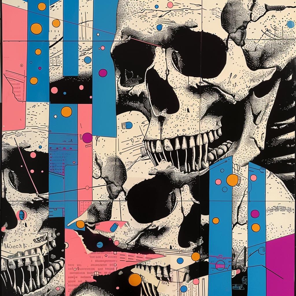 skulls  objects  dark  art  depth  perspective  nighttime  Jean  Giraud  style 1021139