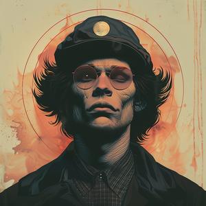 surreal  album  cover  male  model  Risograph  symbolist  hyper-realistic  screenprinting  mask 1077558