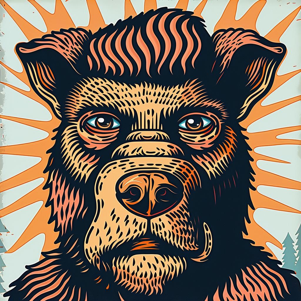 poster  bear  face  graphic  illustration  art  design  animal  vintage  collectible 962460