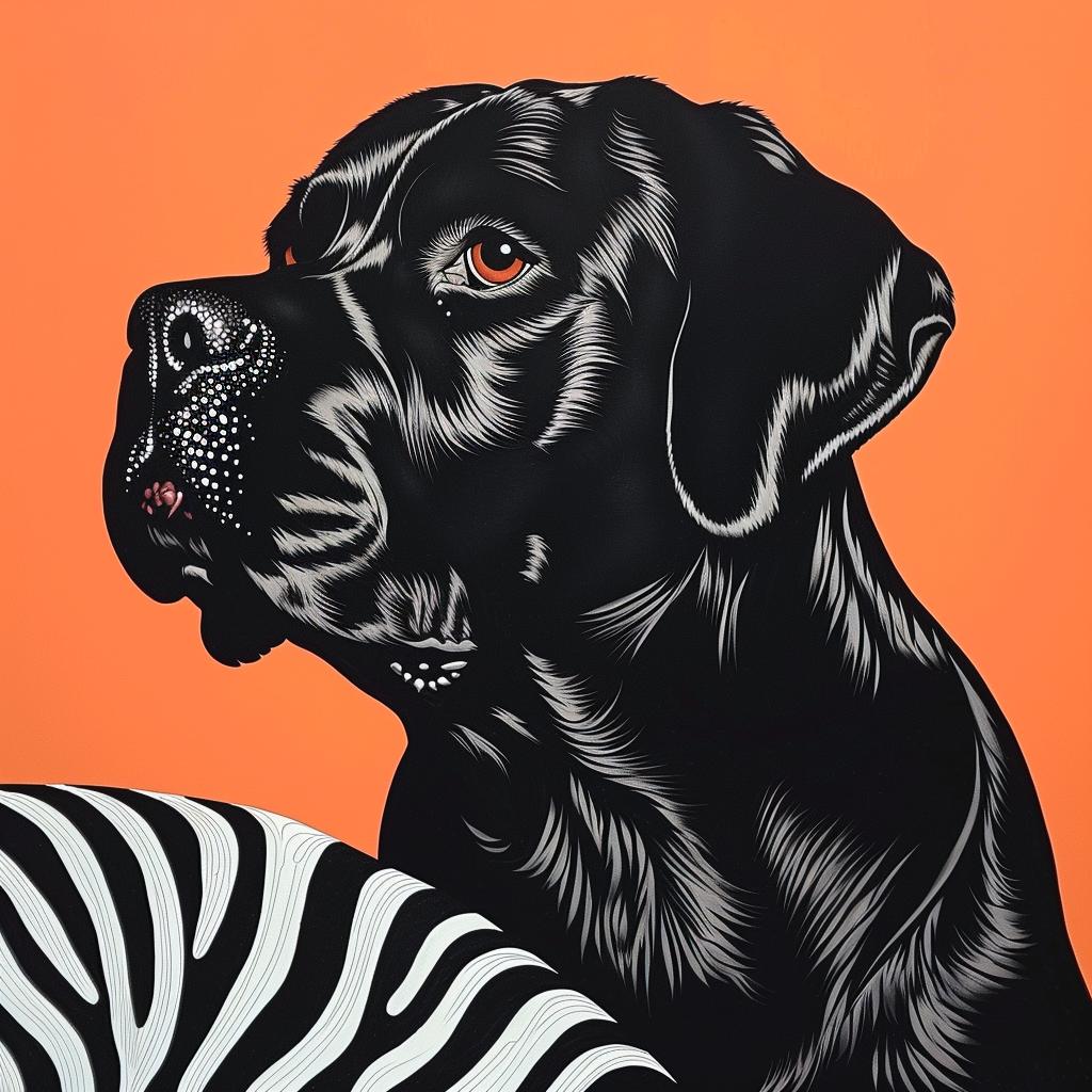 labrador  retriever  dog  painting  black  zebra  background  cute  pet  animal 973742