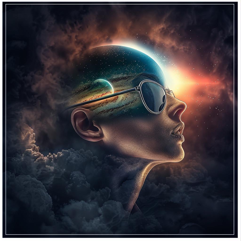 غلاف ألبوم سريالي بسيط من تصميم يوشيتوشي، حلم الكون، طباعة الشاشة، فن رمزي 1026435
