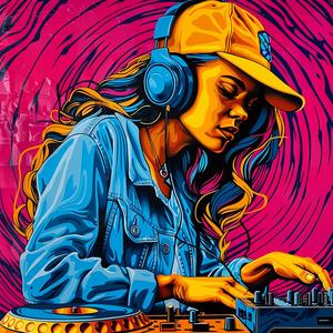 سماعات رأس DJ نسائية تسجل الموسيقى أداءً نابضًا بالحياة والترفيه الحضري الديناميكي 1036647