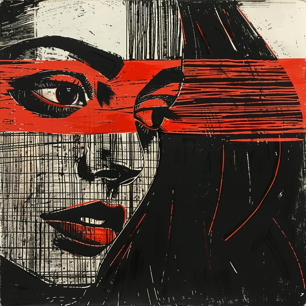 woman  stripes  abstract  colorful  bold  expressionist  portrait  lines  red  black 928167
