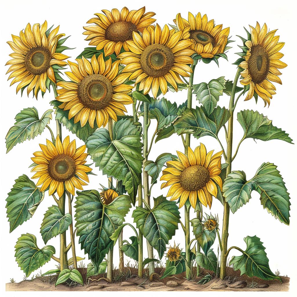 illustration  sunflowers  white  background  nature  flora  art  painting  Codex 971477