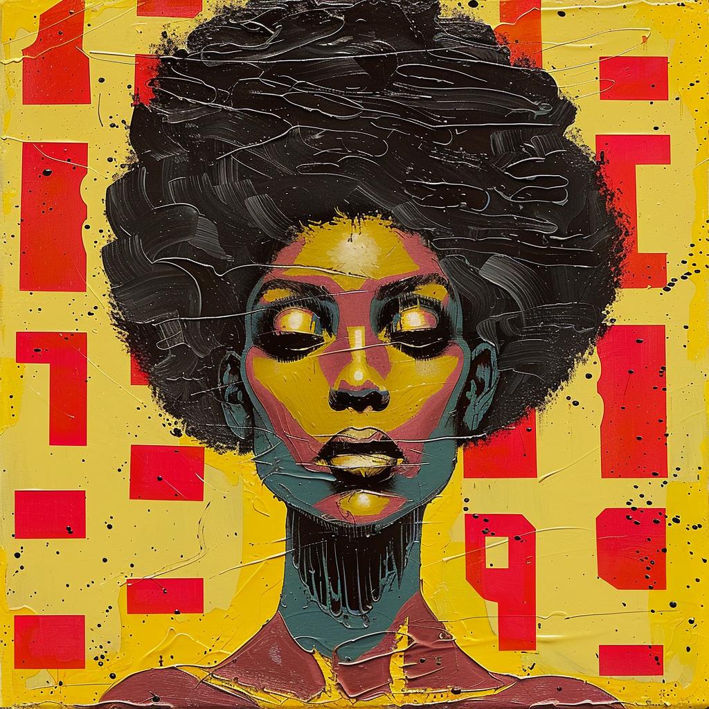woman  afro  encaustic  paint  palette-knife  impasto  portrait  vibrant  Joan  Cornella 950413