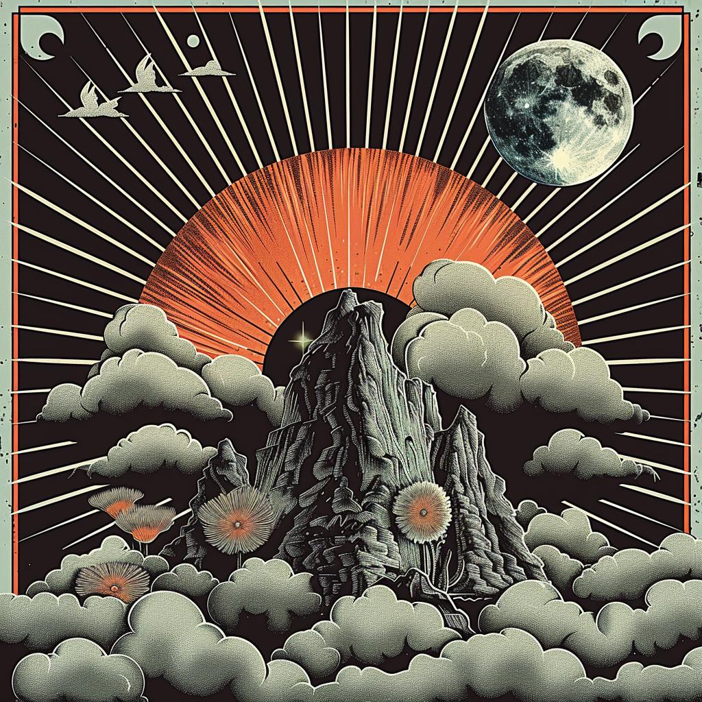 poster  band  mountain  sun  japanese  lettering  graphic  art  visual  design 945808