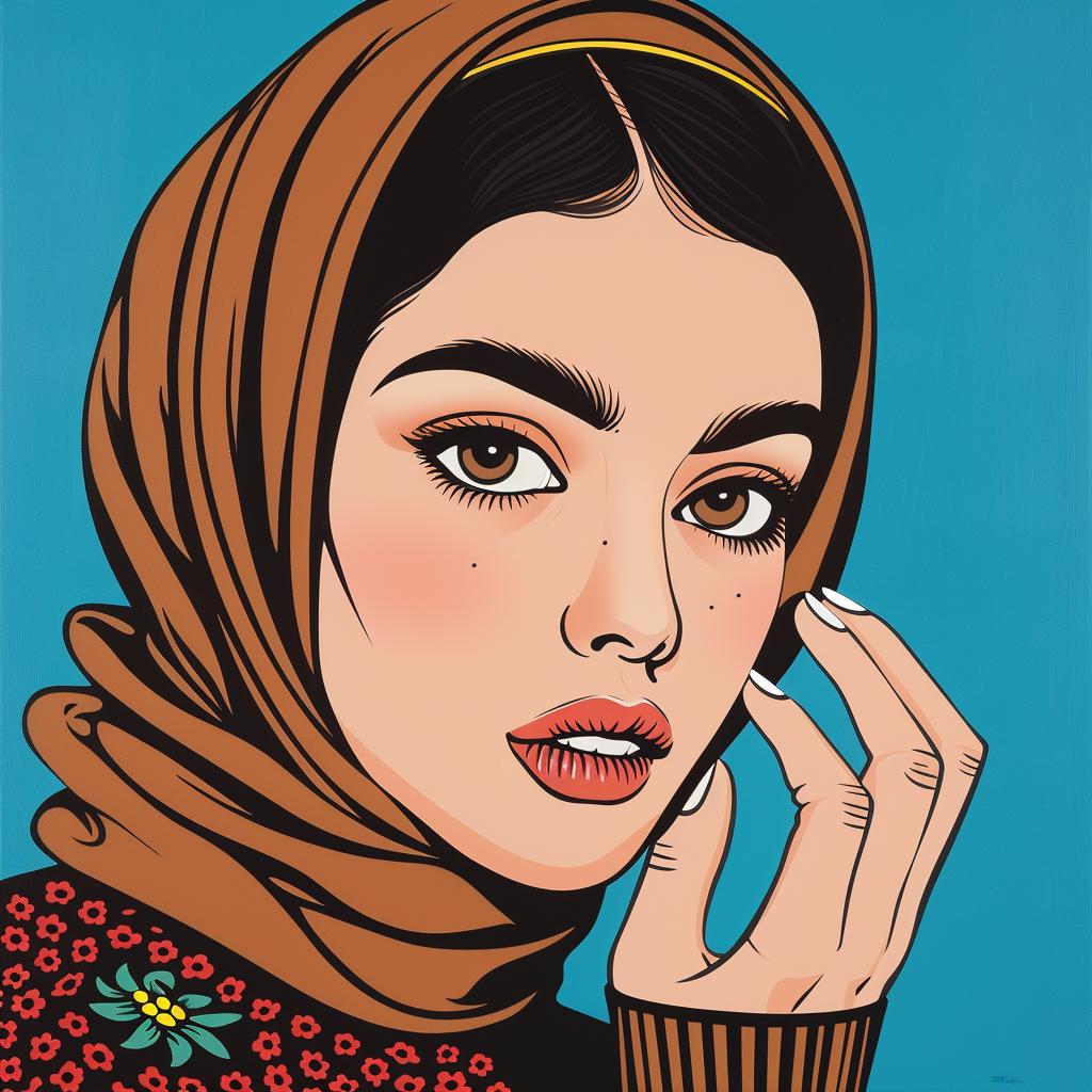 صورة شخصية امرأة ترتدي حجابًا ملونًا وجرافيكيًا وعصريًا ونابضًا بالحياة وثقافيًا 1023693