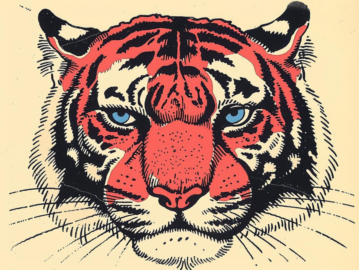 tiger  tattoo  illustration  Butcher  Billy  blue  eyes  1950s  vintage  art 919238