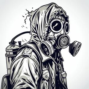 رجل قناع غاز هوديي يغطي الوجه قناع غاز صورة فنية داكنة 1070781