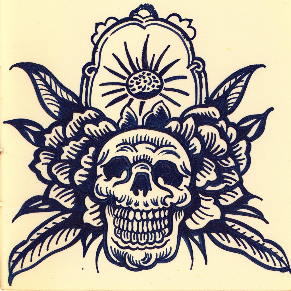 tattoo  skull  flowers  design  symmetry  minimal  Japanese  badge  floral  dark 941477