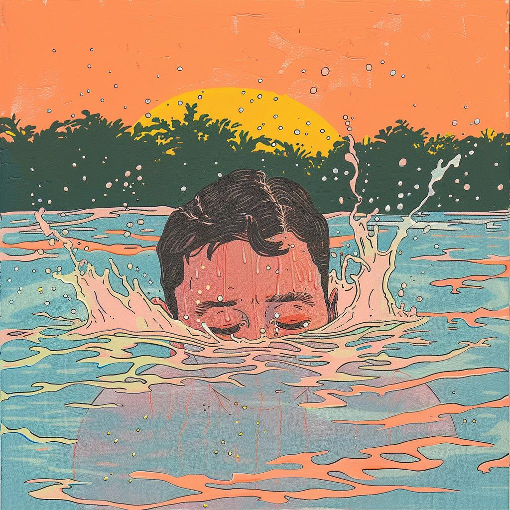 creative  surreal  album  cover  Joan  Cornella  painting  man  swimming  water 977374