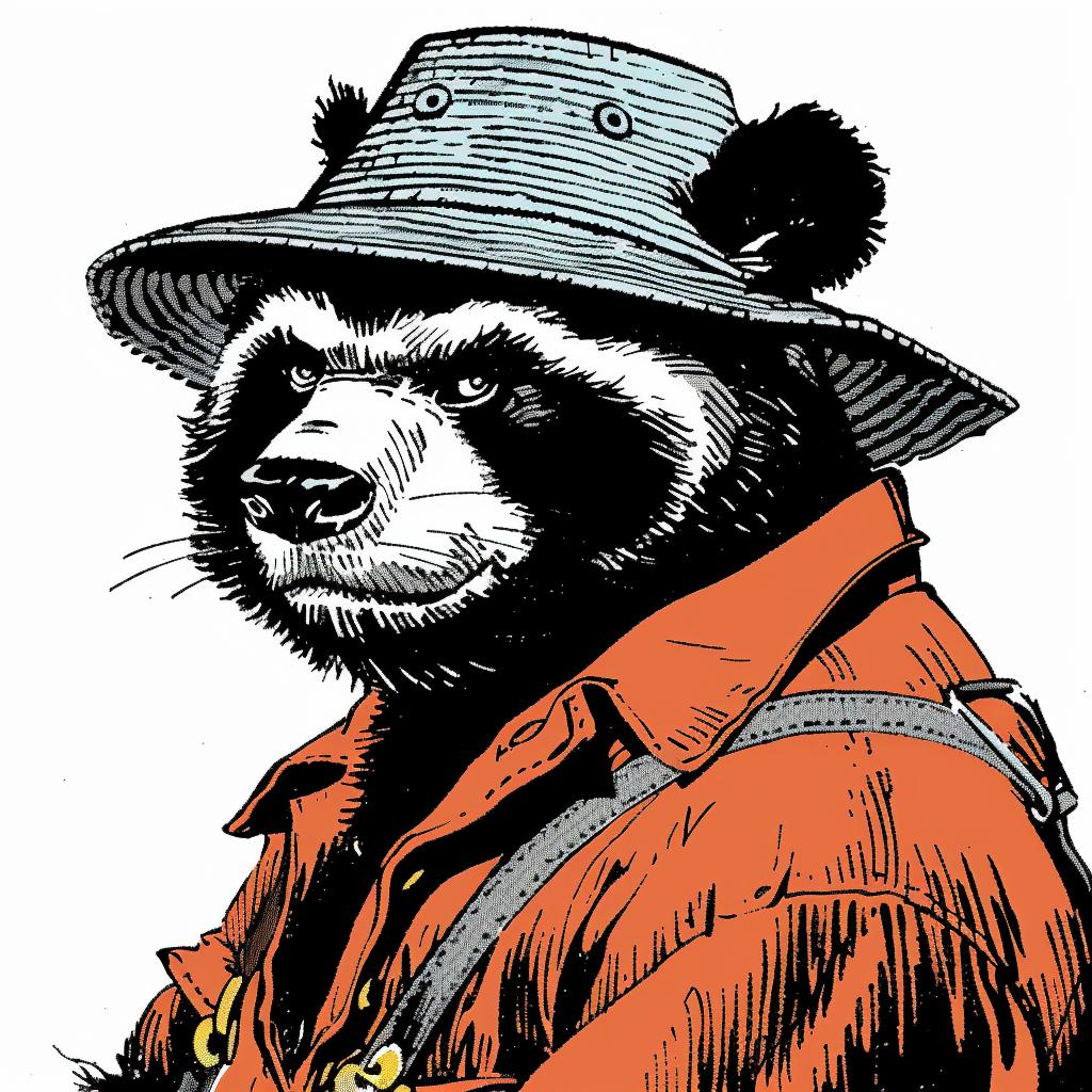 panda  hat  shirt  Jack Kirby  1950s  medium  portrait  vibrant  comic  cartoon 920220