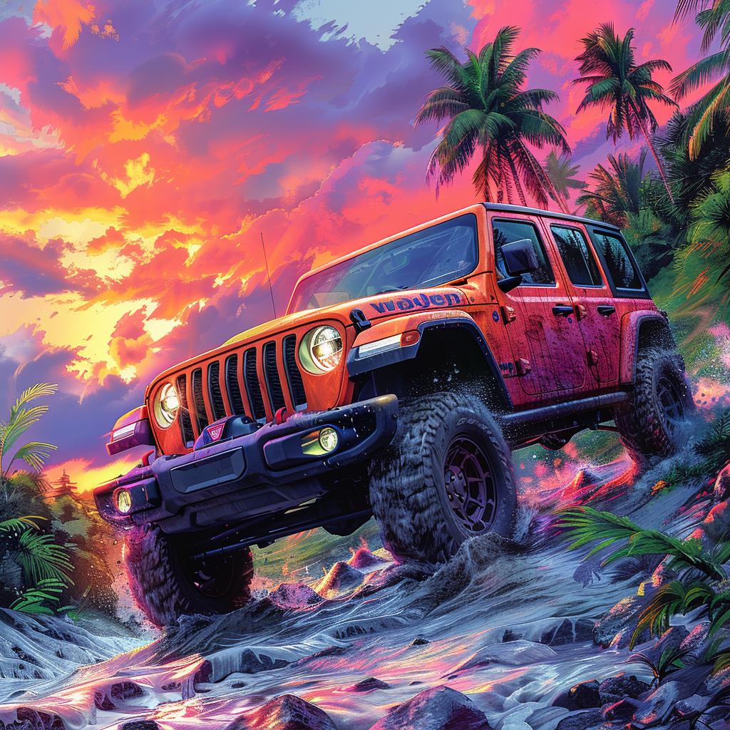 jeep  adventure  jungle  colorful  dynamic  driver  action  scene  movement  art 920036